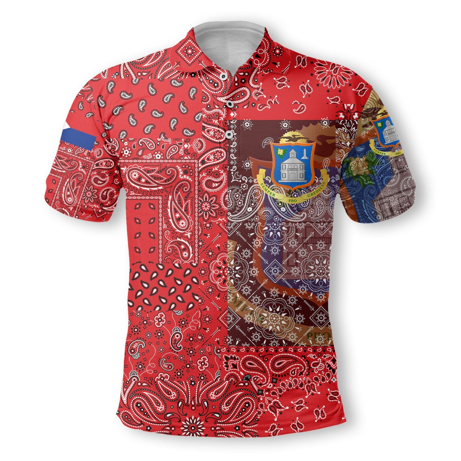 Sint Maarten Polo Shirt Paisley Flag And Skull Style 2