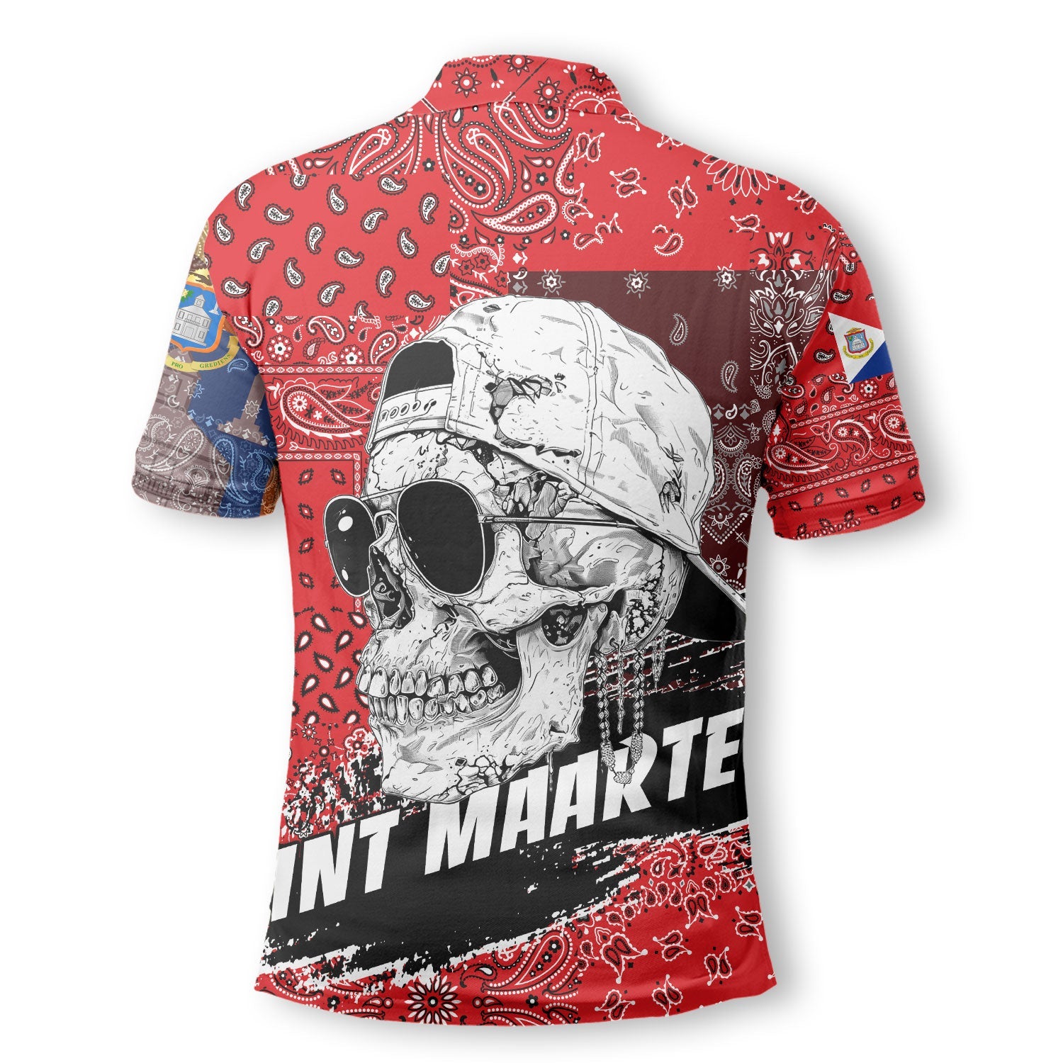 Sint Maarten Polo Shirt Paisley Flag And Skull Style 3