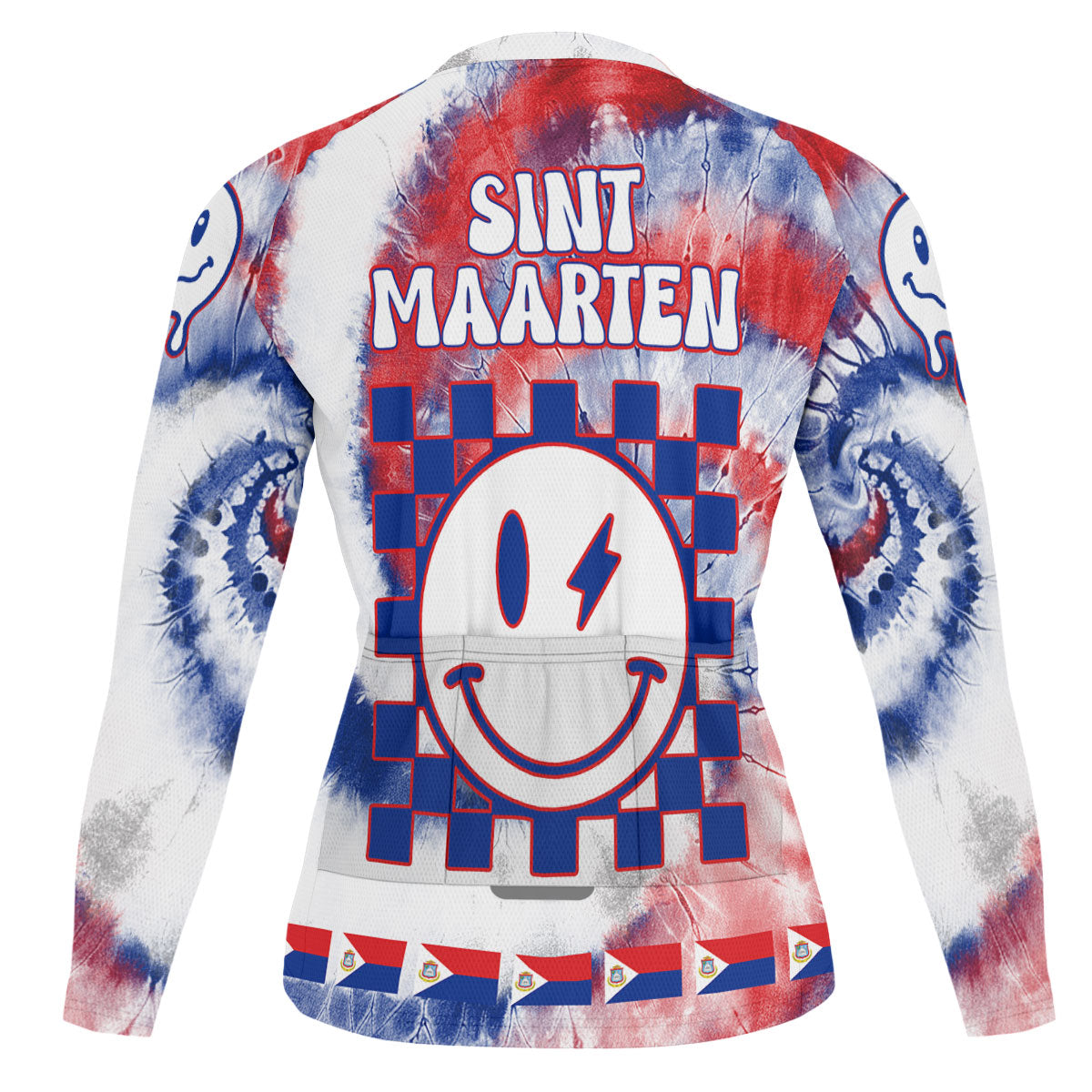 Sint Maarten Raglan Men Cycling Jersey Long Sleeve Custom Tie Dye Style 1