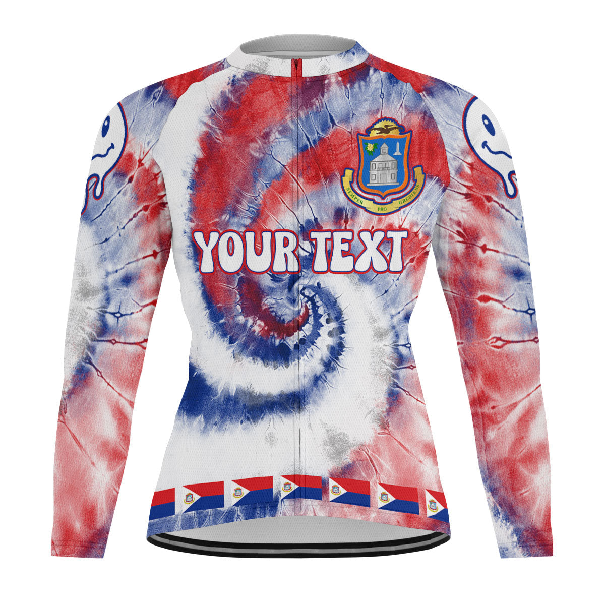 Sint Maarten Raglan Men Cycling Jersey Long Sleeve Custom Tie Dye Style 2