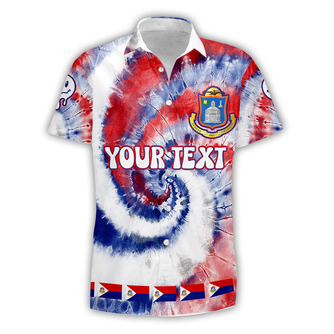 Sint Maarten Short Sleeve Shirt Custom Tie Dye Style 1