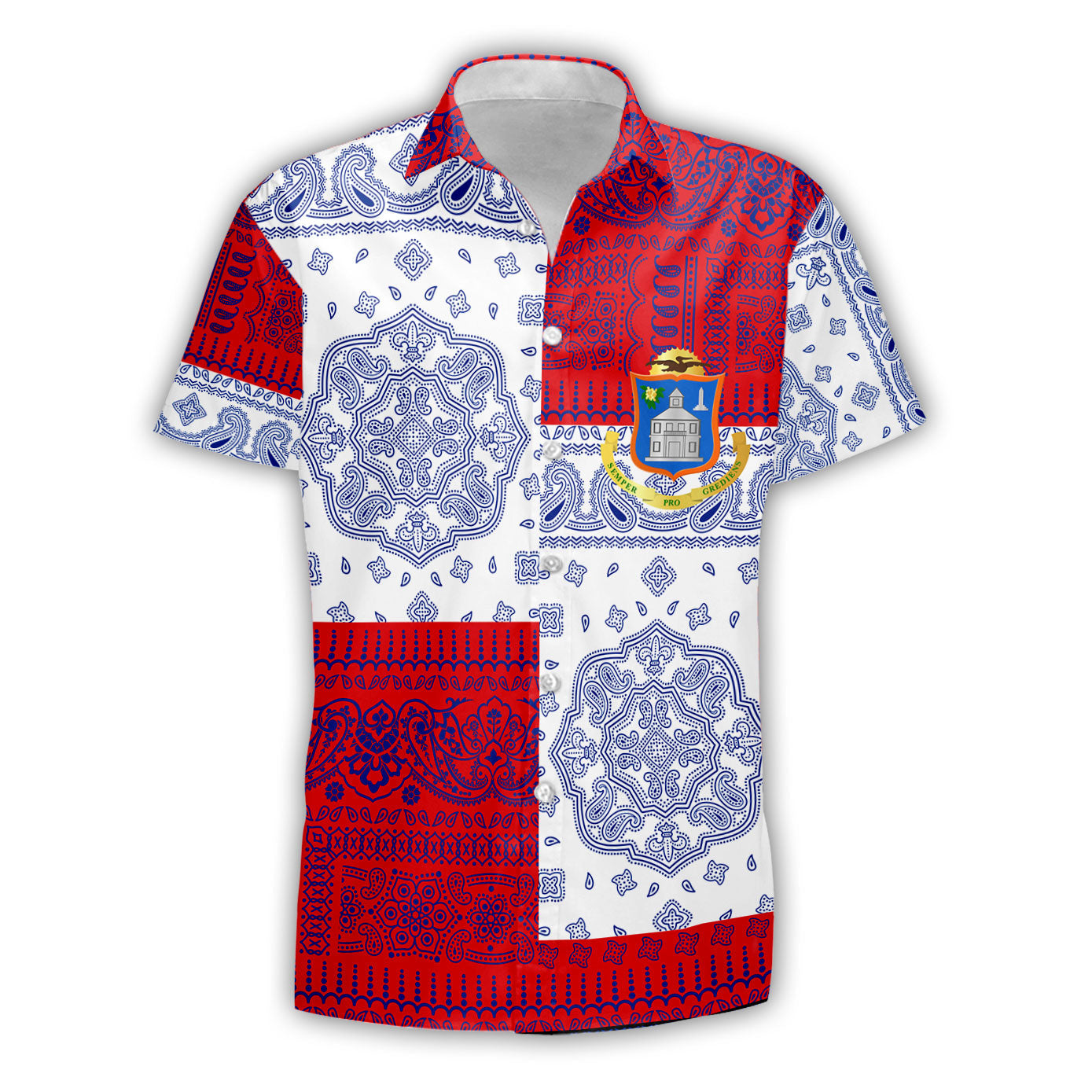 Sint Maarten Short Sleeve Shirt Flag And Paisley Basic Style 2