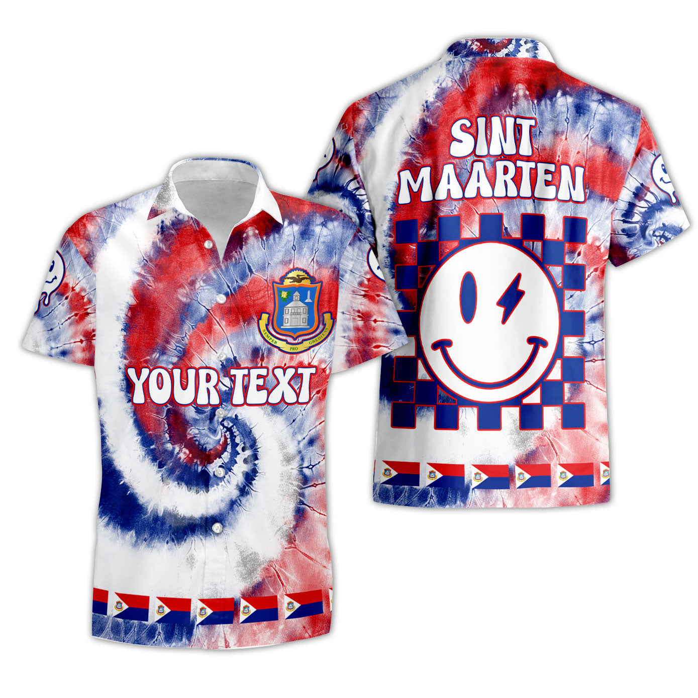 Sint Maarten Short Sleeve Shirt Custom Tie Dye Style 3