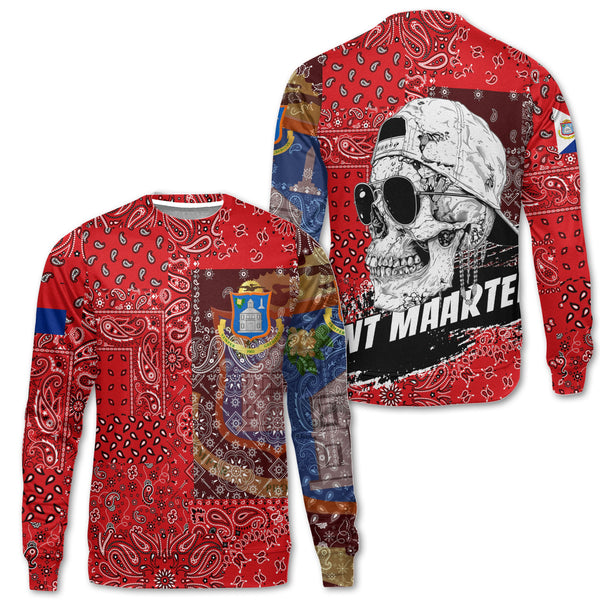 Sint Maarten Sweatshirt Paisley Flag And Skull Style 1