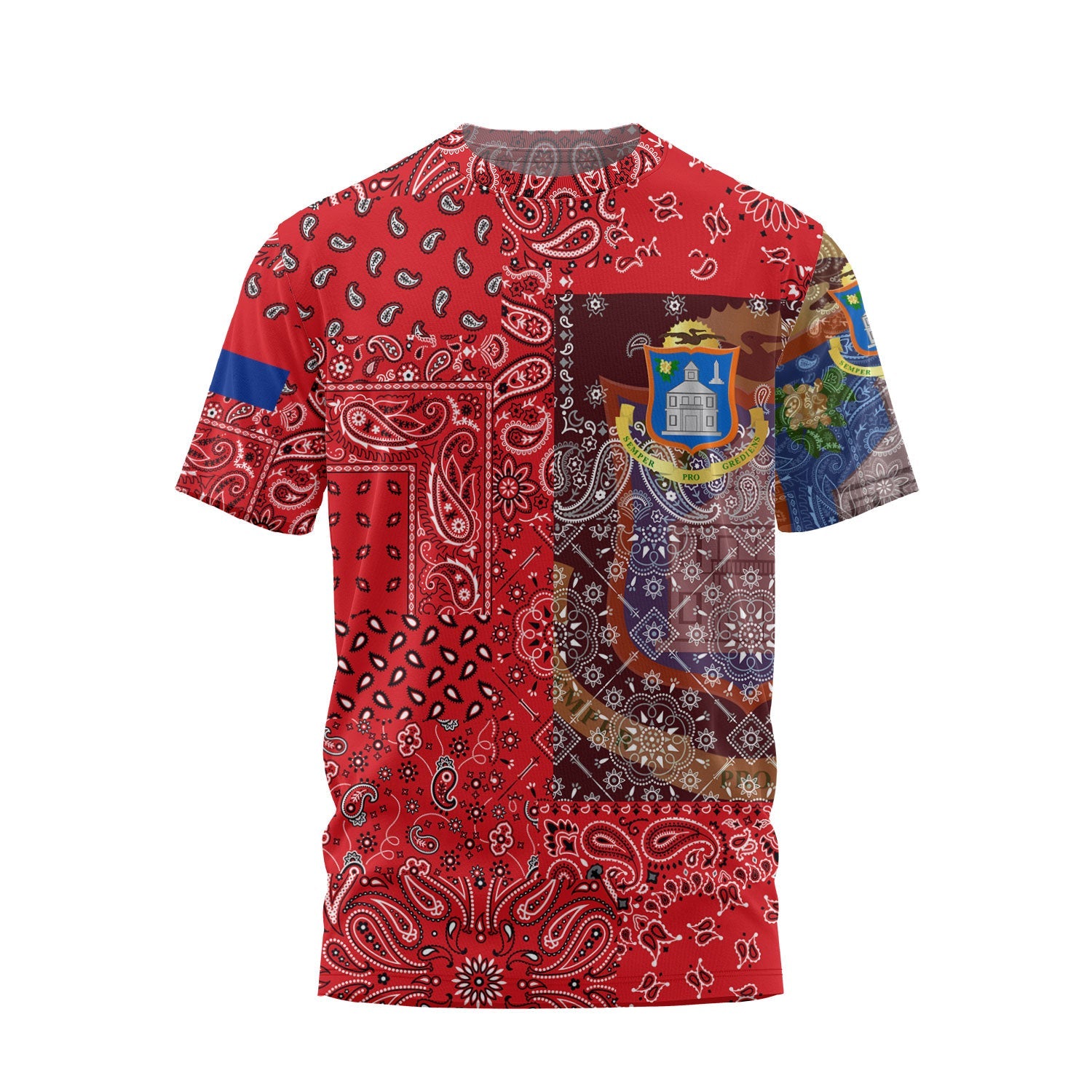 Sint Maarten T Shirt Paisley Flag And Skull Style 1