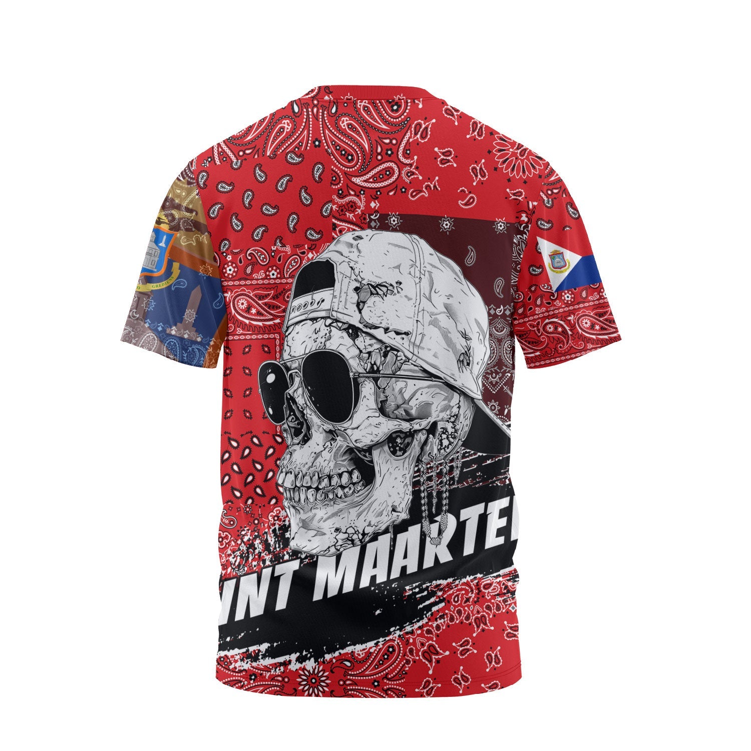 Sint Maarten T Shirt Paisley Flag And Skull Style 2