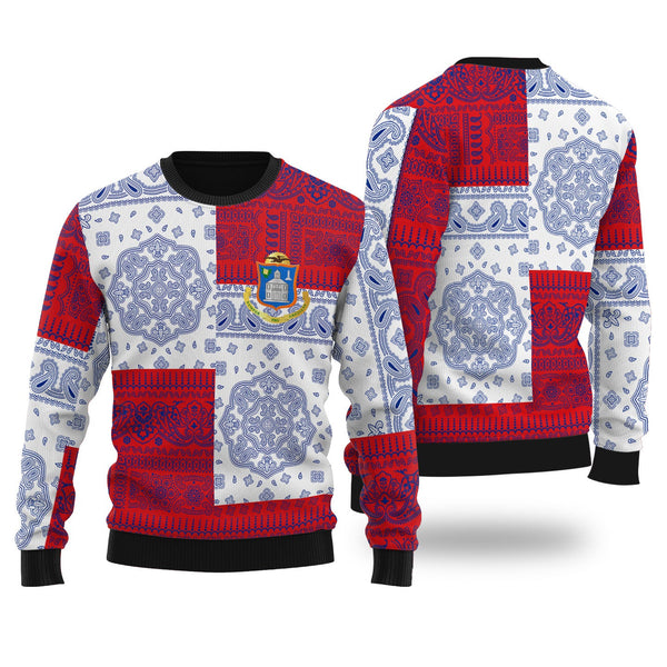 Sint Maarten Ugly Sweater Flag And Paisley Basic Style 1