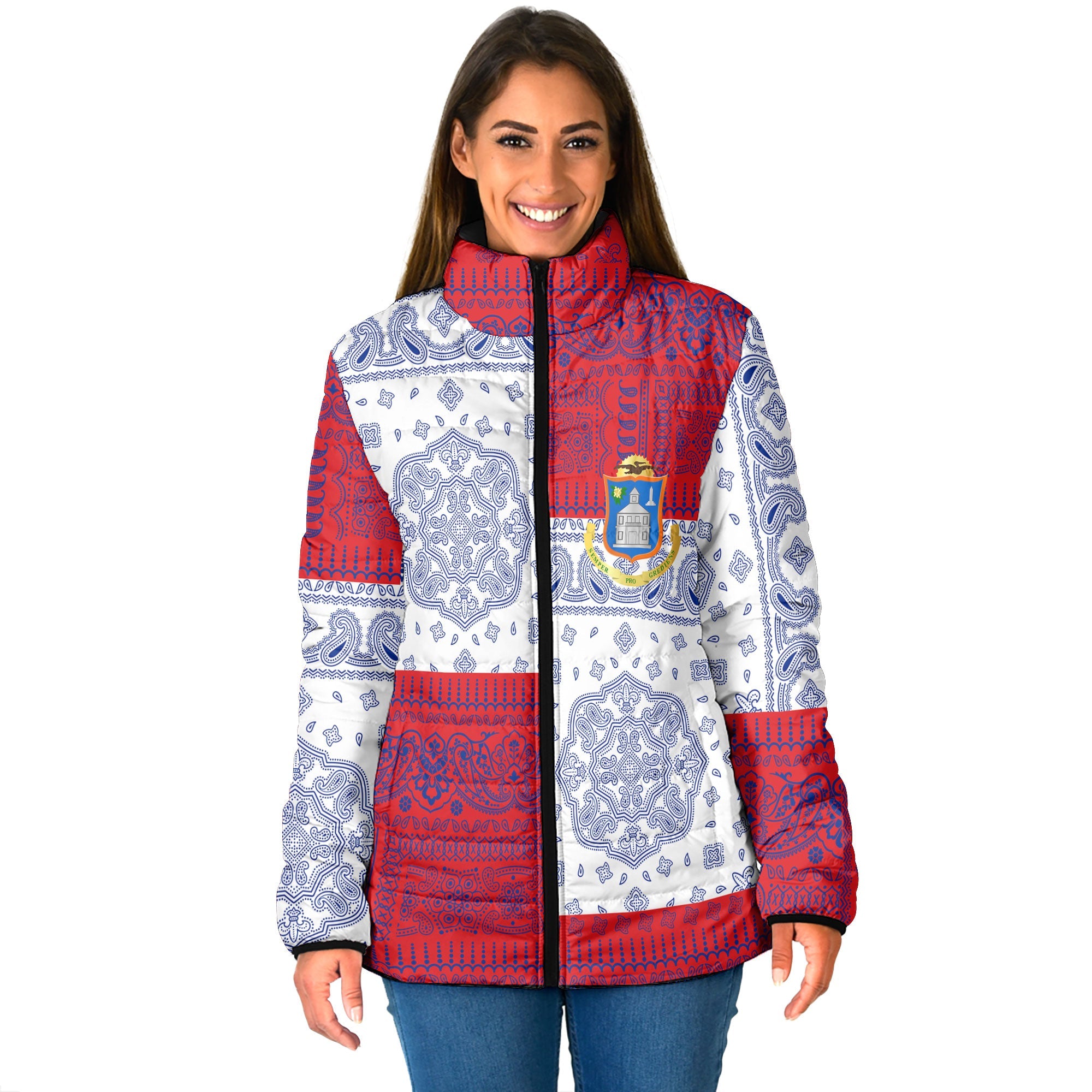 Sint Maarten Women Padded Jacket Flag And Paisley Basic Style 1