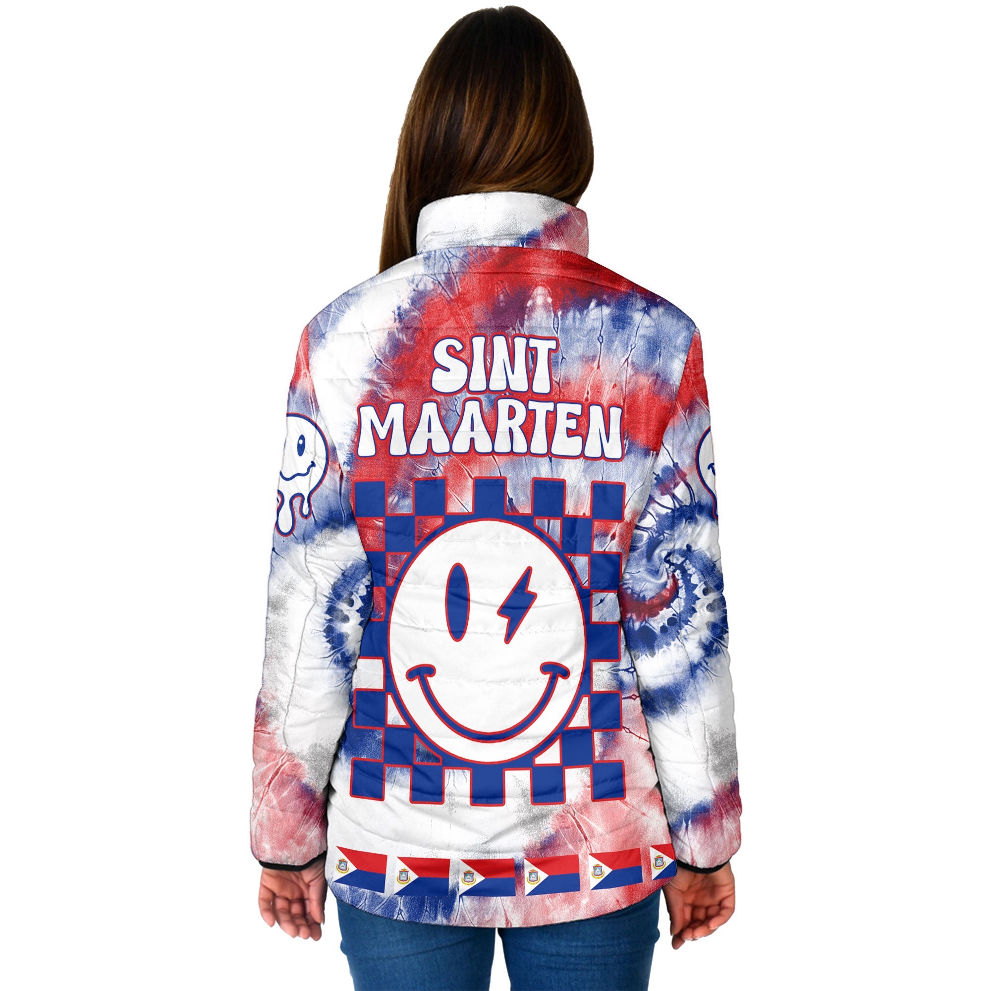 Sint Maarten Women Padded Jacket Custom Tie Dye Style 2