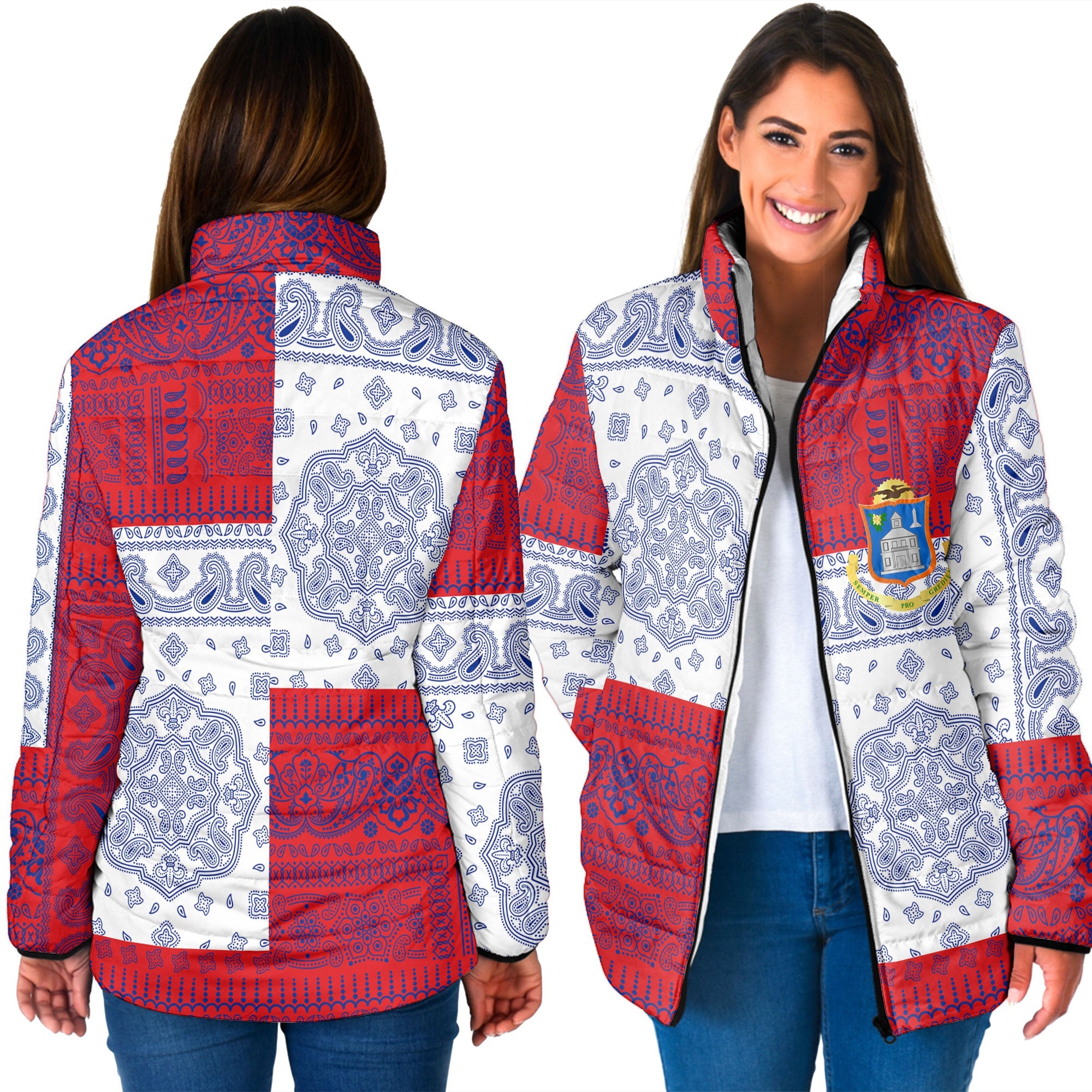 Sint Maarten Women Padded Jacket Flag And Paisley Basic Style 3