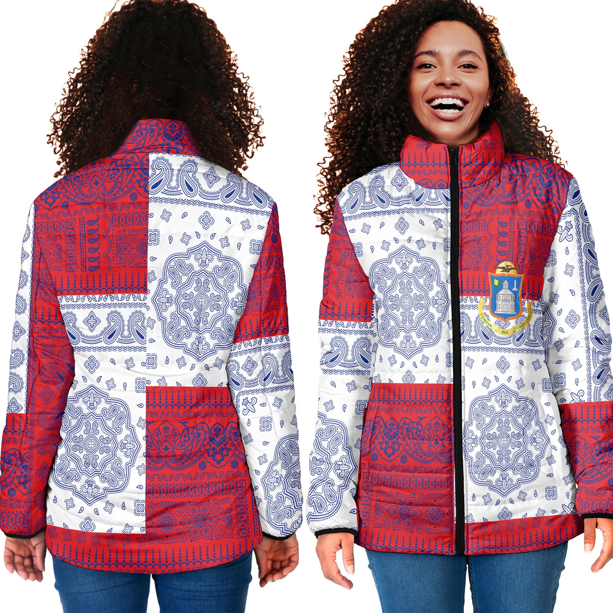 Sint Maarten Women Padded Jacket Flag And Paisley Basic Style 4