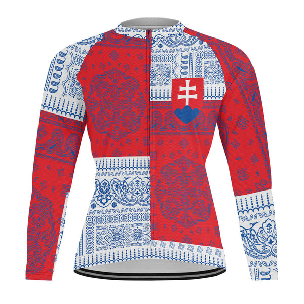 Slovakia Raglan Men Cycling Jersey Long Sleeve Flag And Paisley Basic Style 1