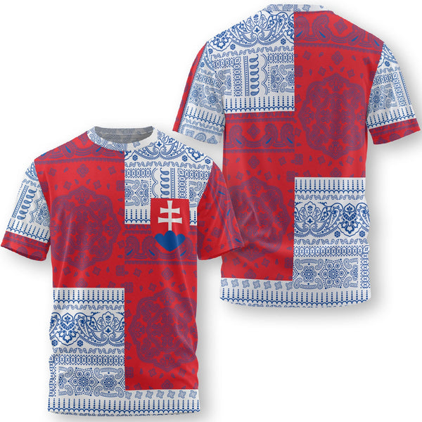 Slovakia T Shirt Flag And Paisley Basic Style 1