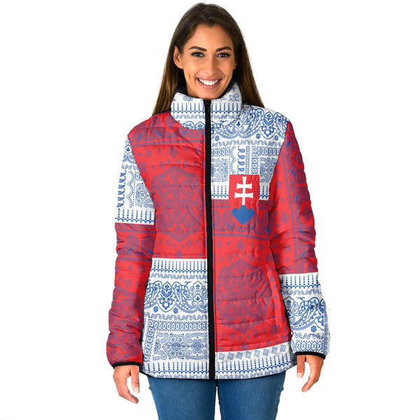 Slovakia Women Padded Jacket Flag And Paisley Basic Style 1