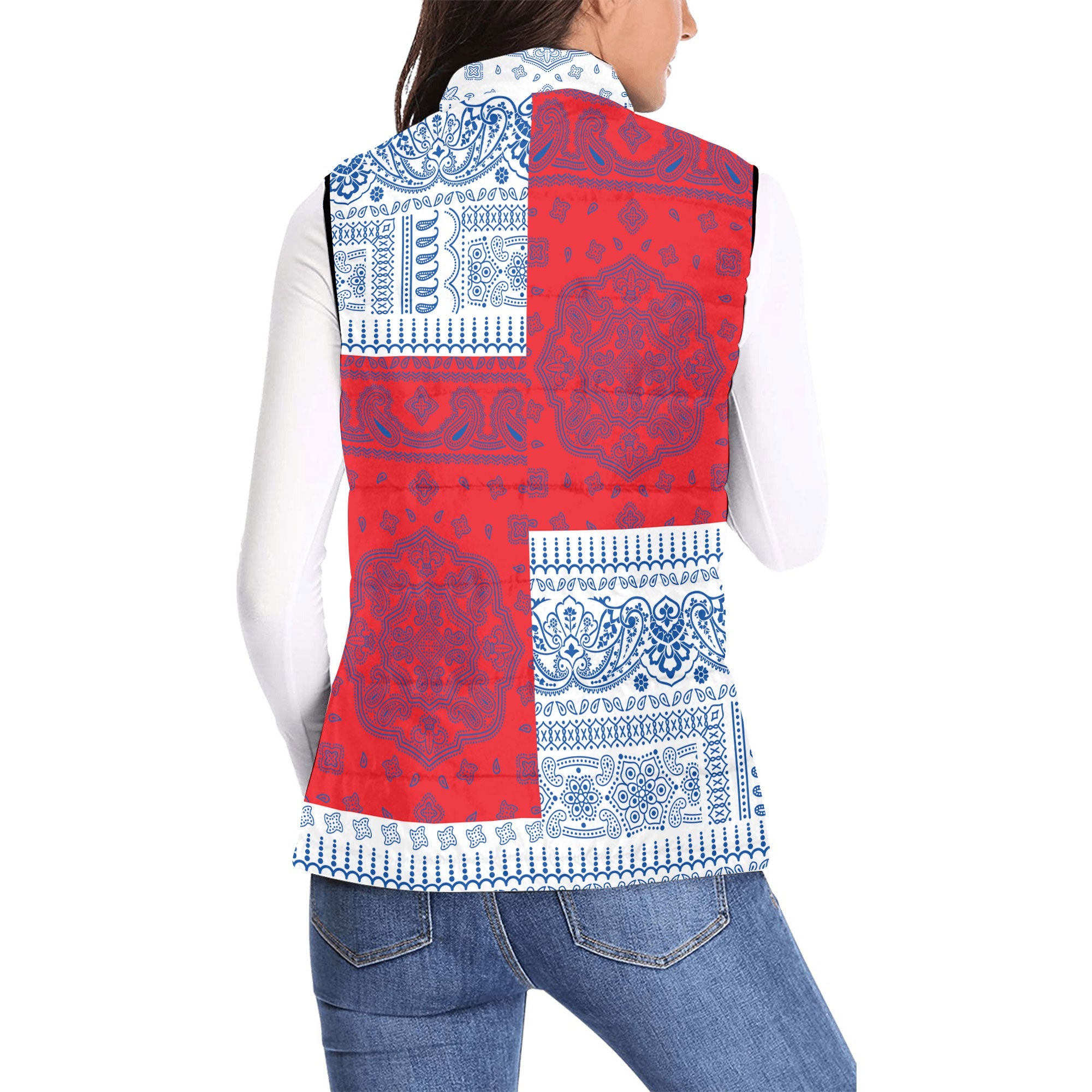 Slovakia Women Padded Jacket Vest Flag And Paisley Basic Style 2