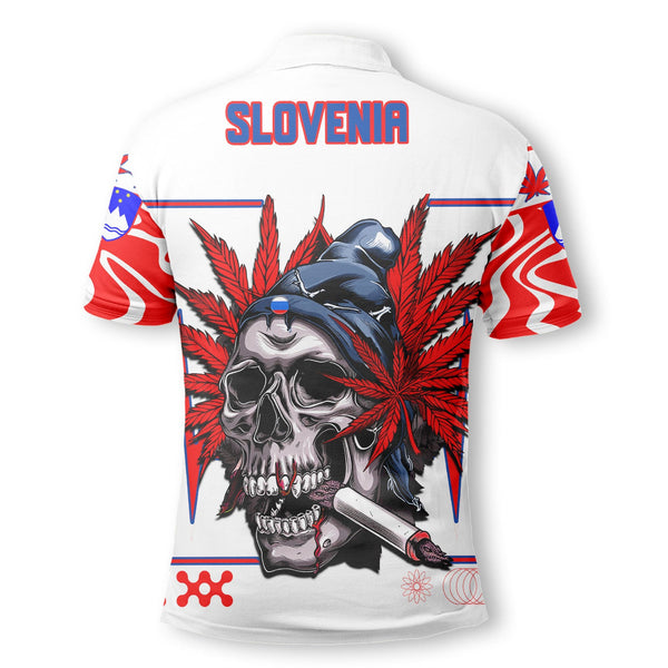 Slovenia Polo Shirt Flag & Coat Of Arms Marijuanas Style