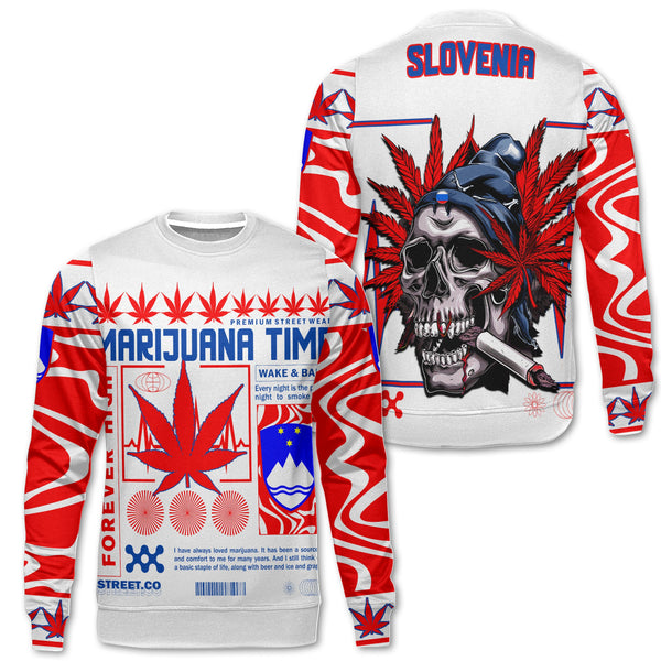 Slovenia Sweatshirt Flag & Coat Of Arms Marijuanas Style