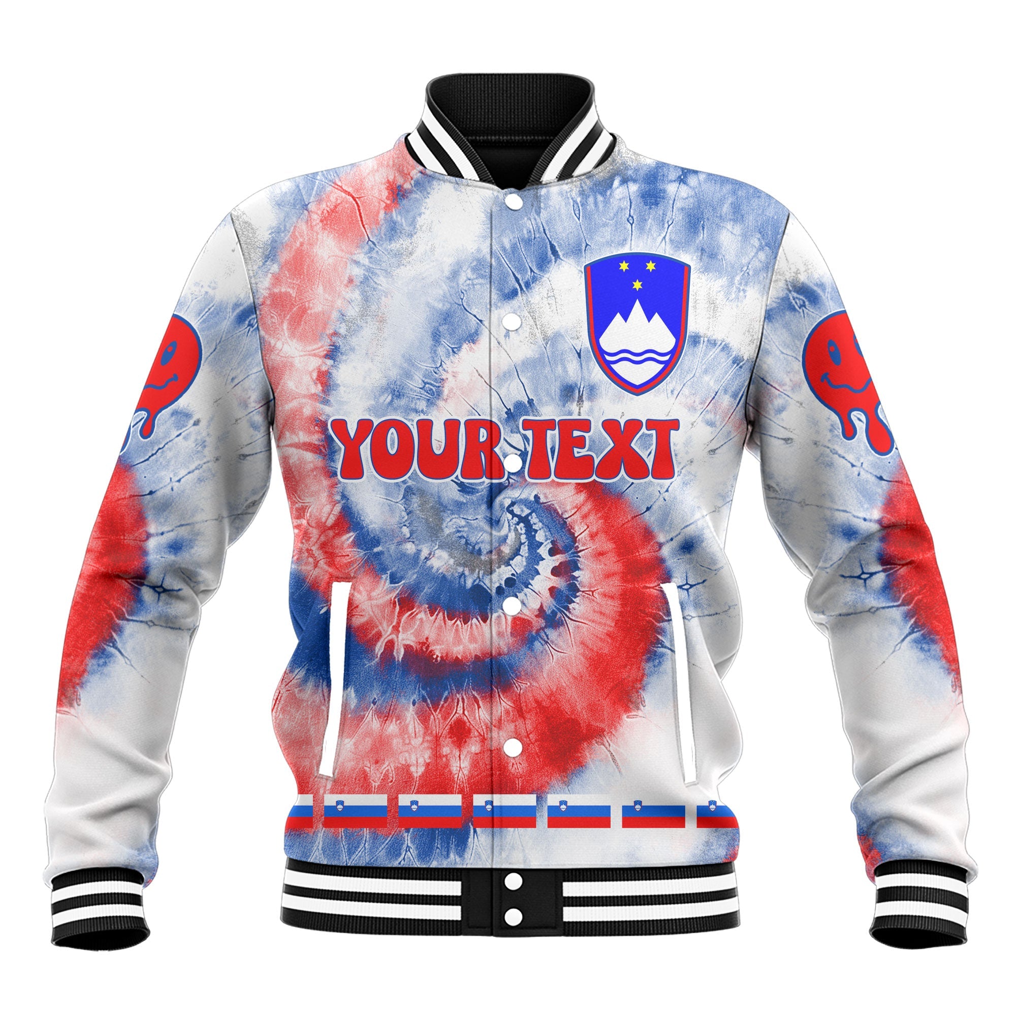 Slovenia Baseball Jacket Custom Tie Dye Style 2