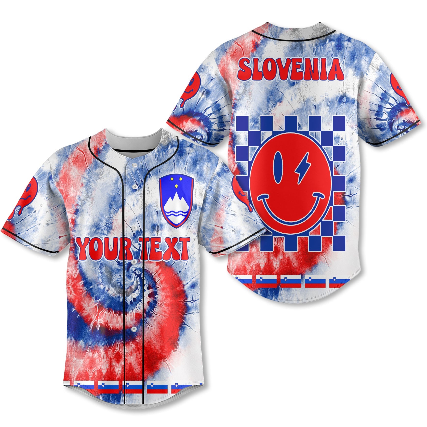 Slovenia Baseball Jersey Custom Tie Dye Style 1