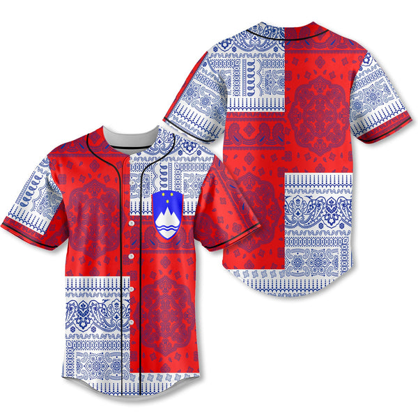 Slovenia Baseball Jersey Flag And Paisley Basic Style 1