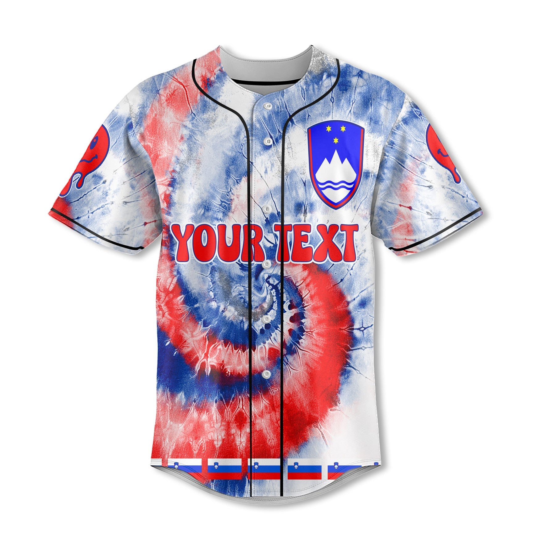 Slovenia Baseball Jersey Custom Tie Dye Style 2