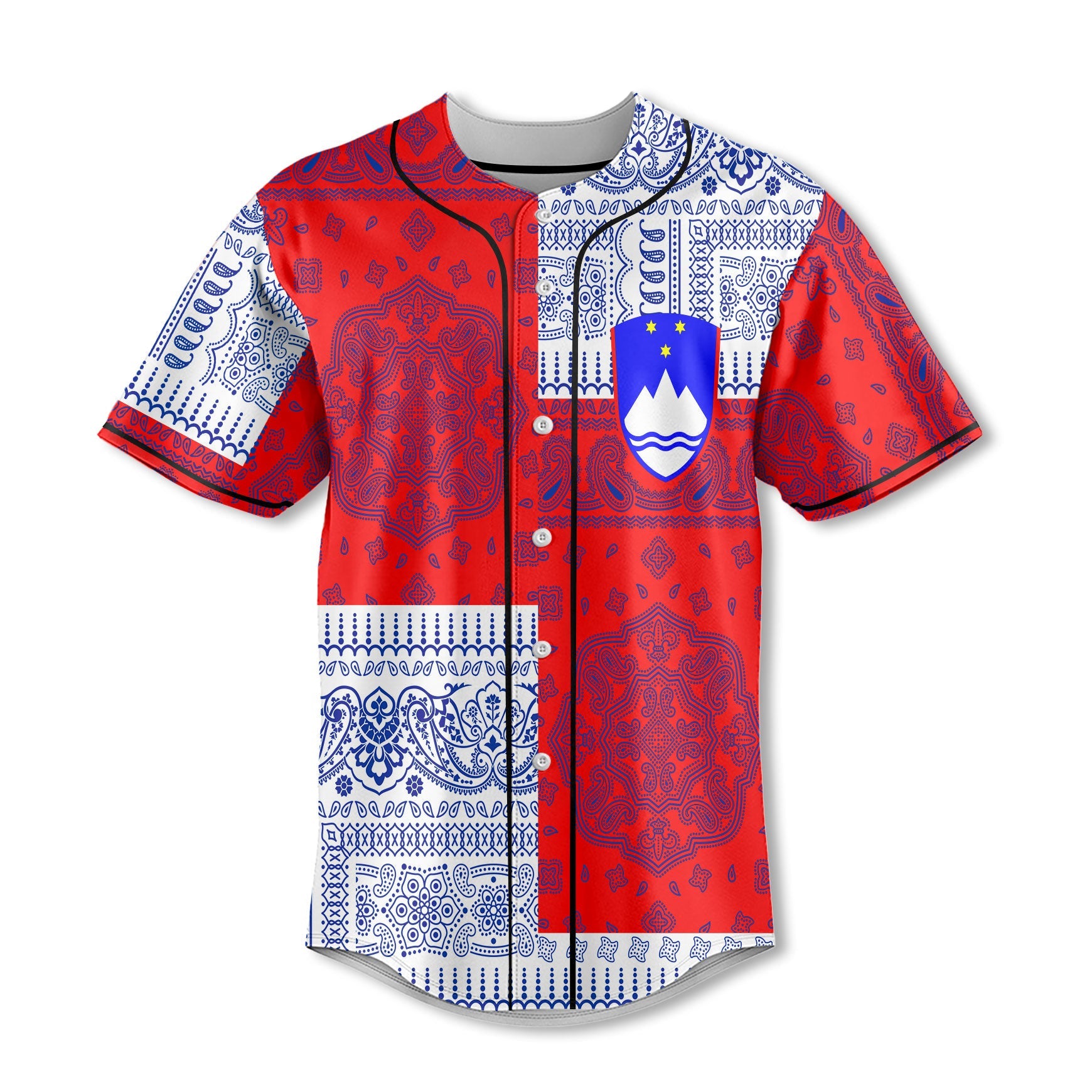 Slovenia Baseball Jersey Flag And Paisley Basic Style 2