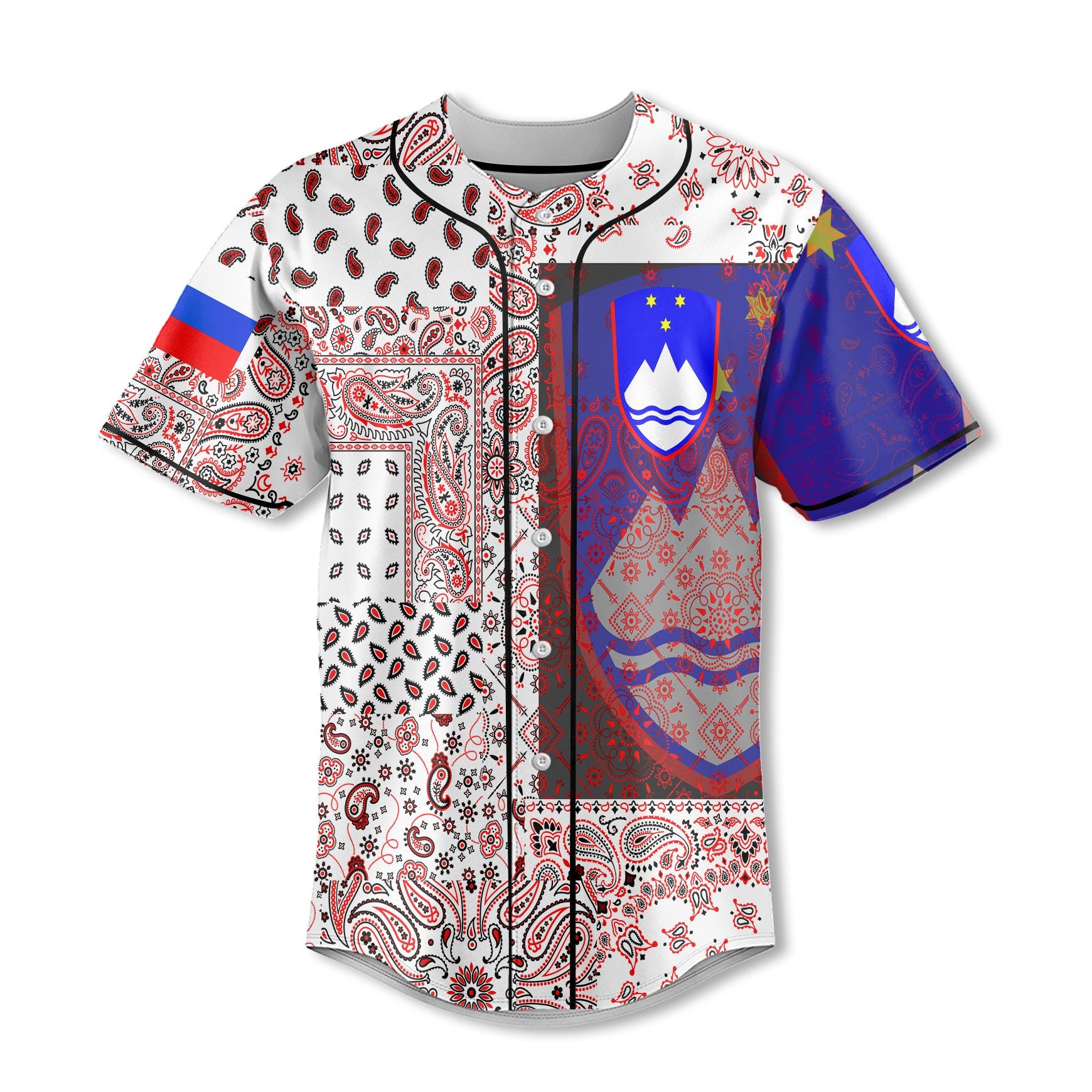 Slovenia Baseball Jersey Paisley Flag And Skull Style 2