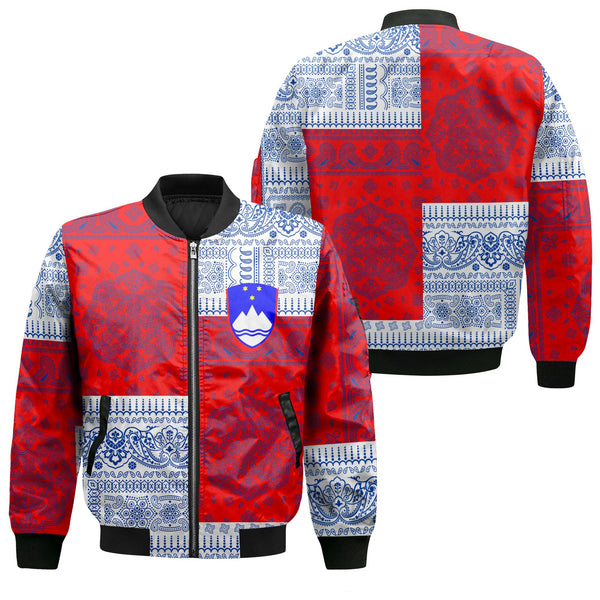 Slovenia Bomber Jacket Flag And Paisley Basic Style 1