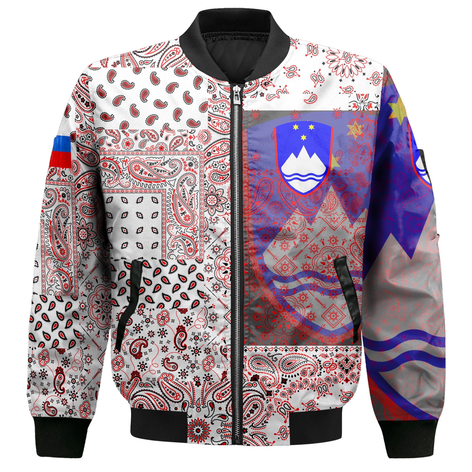 Slovenia Bomber Jacket Paisley Flag And Skull Style 2