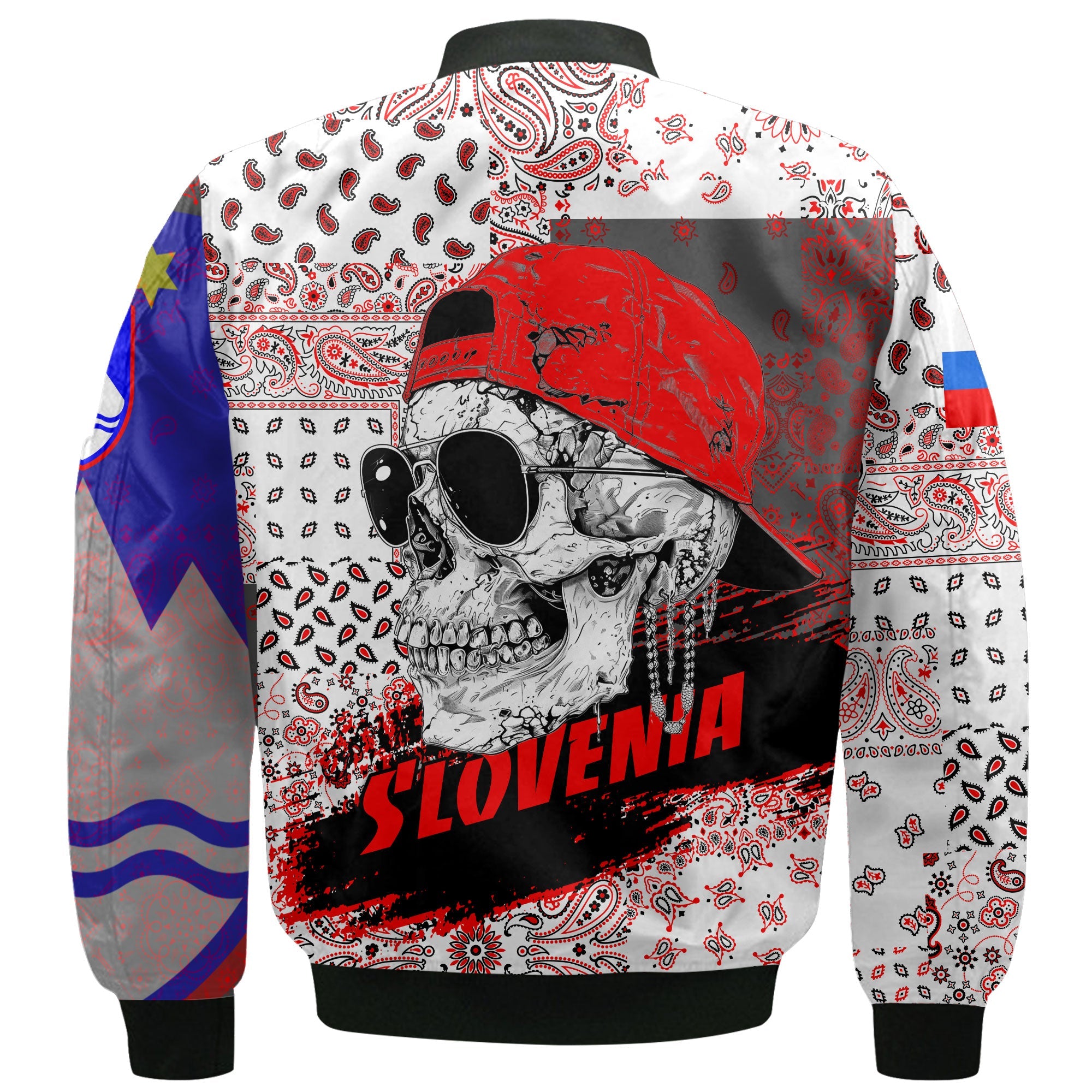 Slovenia Bomber Jacket Paisley Flag And Skull Style 3