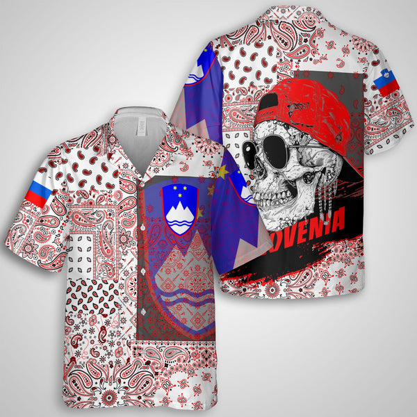 Slovenia Hawaiian Shirt Paisley Flag And Skull Style 1