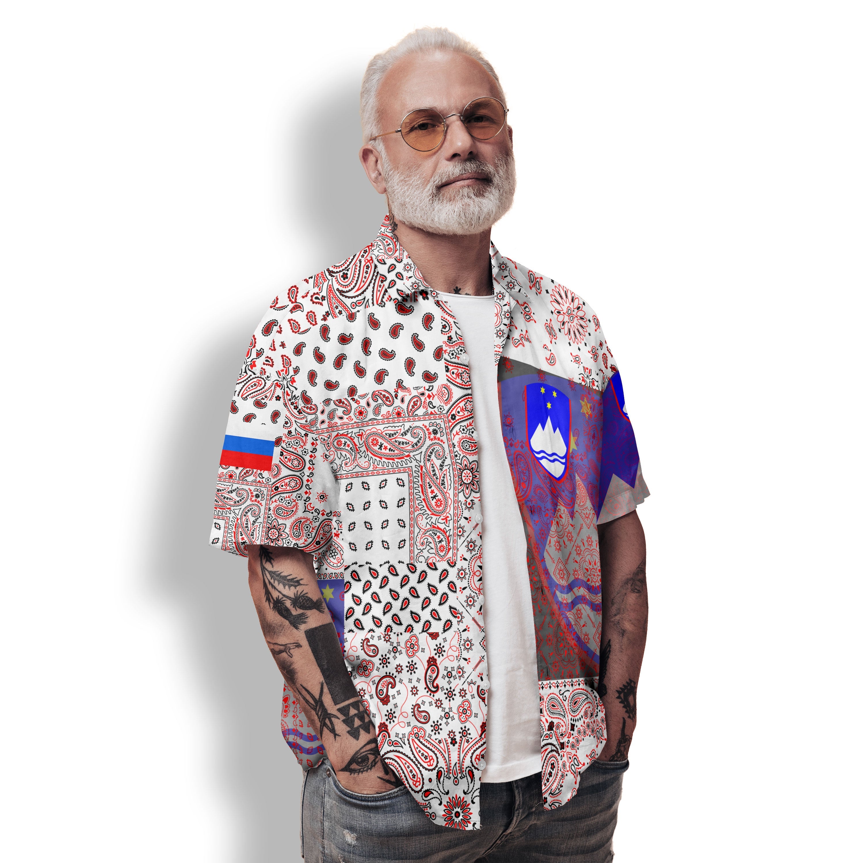 Slovenia Hawaiian Shirt Paisley Flag And Skull Style 2