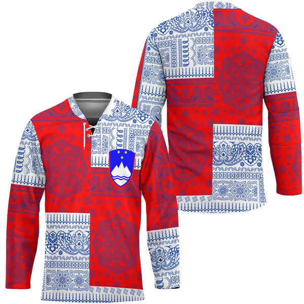 Slovenia Hockey Jersey Flag And Paisley Basic Style 1