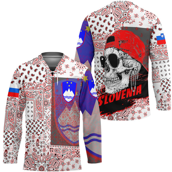 Slovenia Hockey Jersey Paisley Flag And Skull Style 1