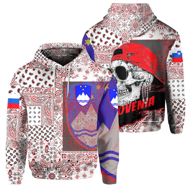 Slovenia Hoodie Paisley Flag And Skull Style 1