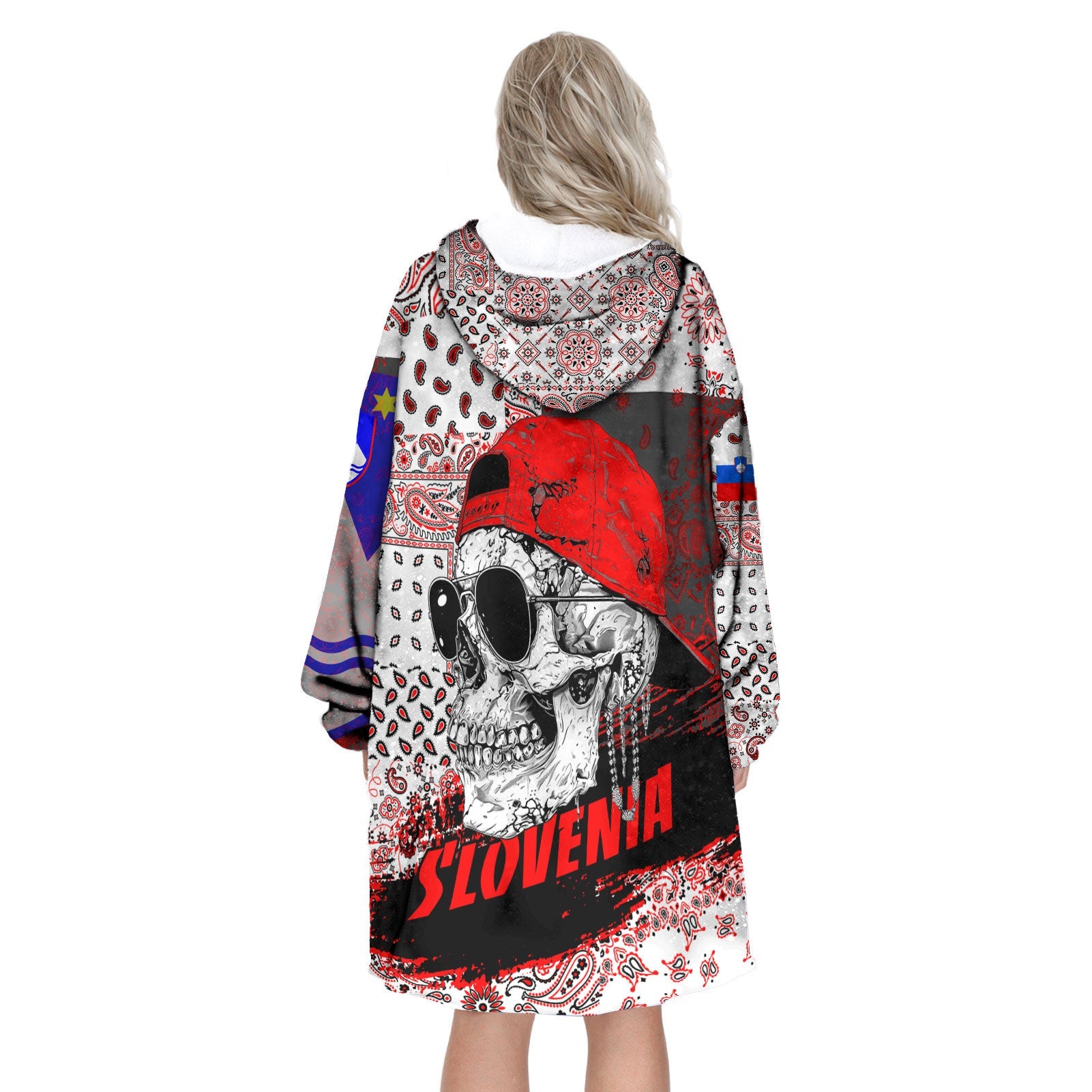 Slovenia Hoodie Blanket Paisley Flag And Skull Style 3