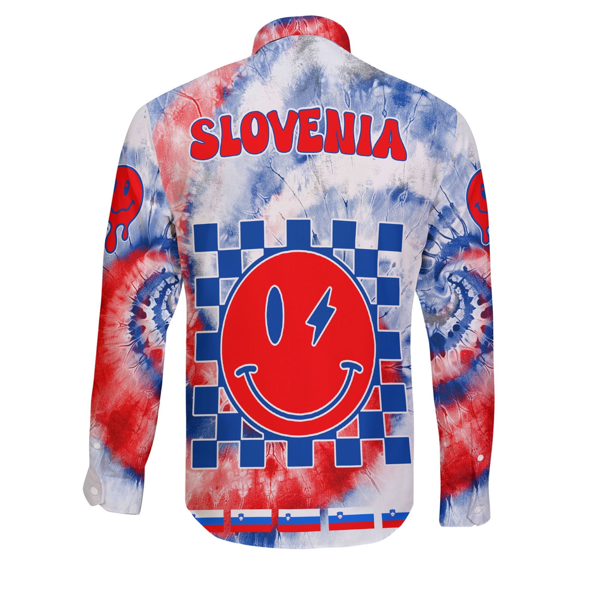 Slovenia Long Sleeve Button Shirt Custom Tie Dye Style 2