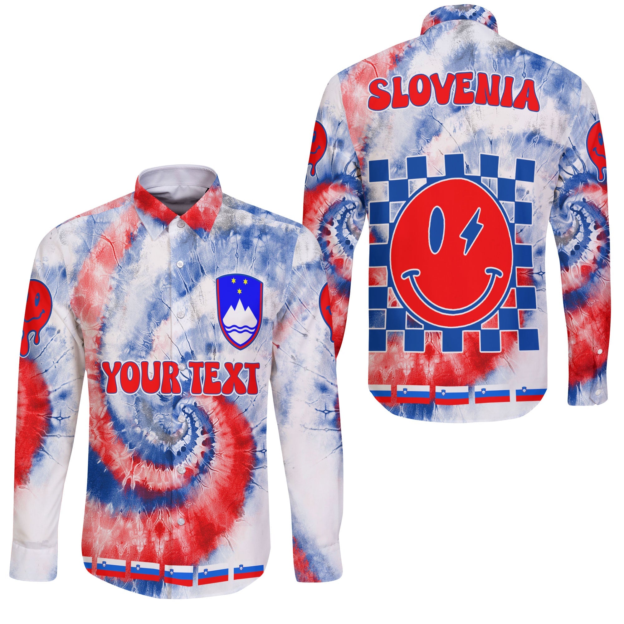 Slovenia Long Sleeve Button Shirt Custom Tie Dye Style 3