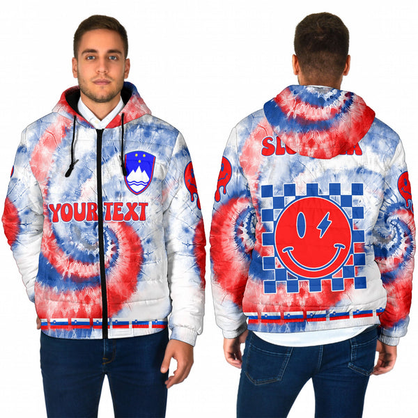 Slovenia Men Hooded Padded Jacket Custom Tie Dye Style 1