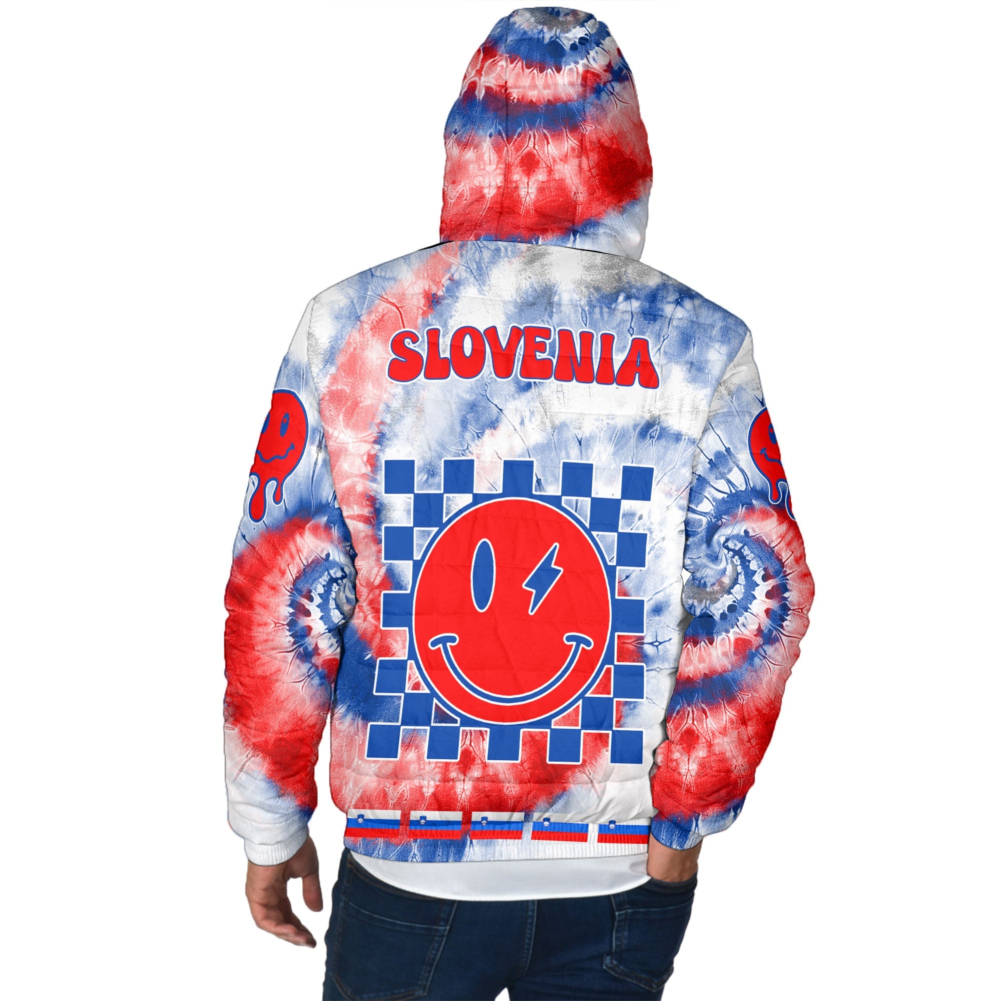 Slovenia Men Hooded Padded Jacket Custom Tie Dye Style 3