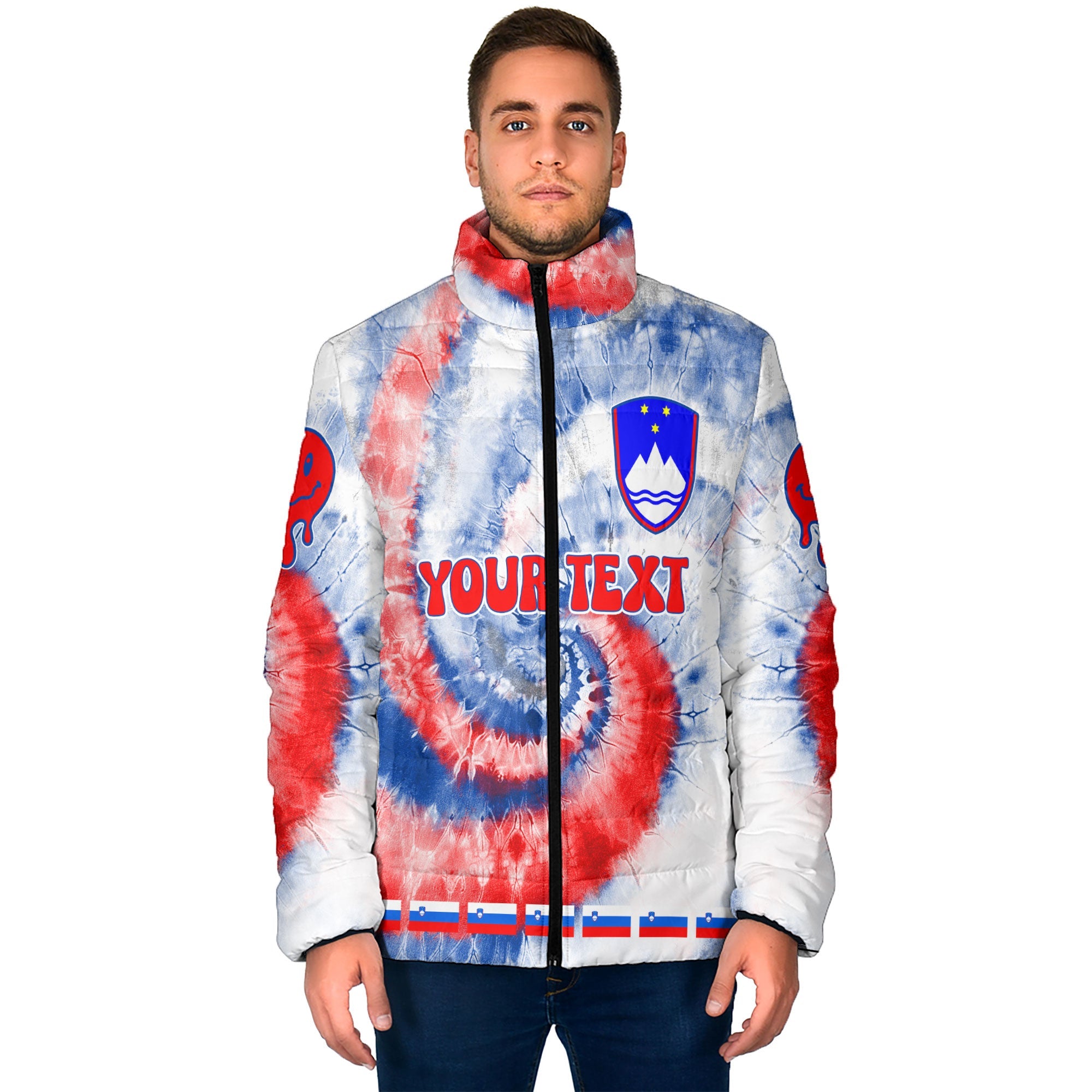 Slovenia Men Padded Jacket Custom Tie Dye Style 1