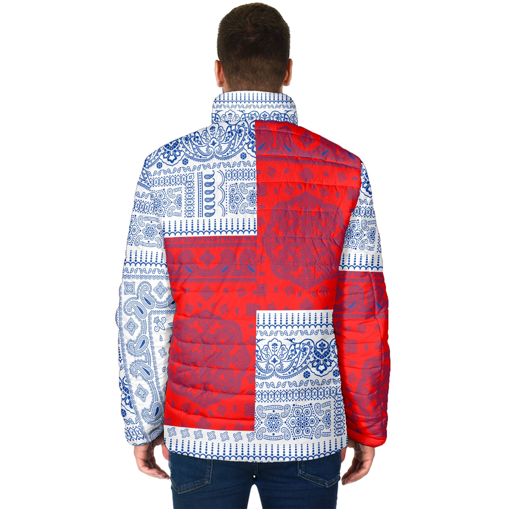 Slovenia Men Padded Jacket Flag And Paisley Basic Style 2