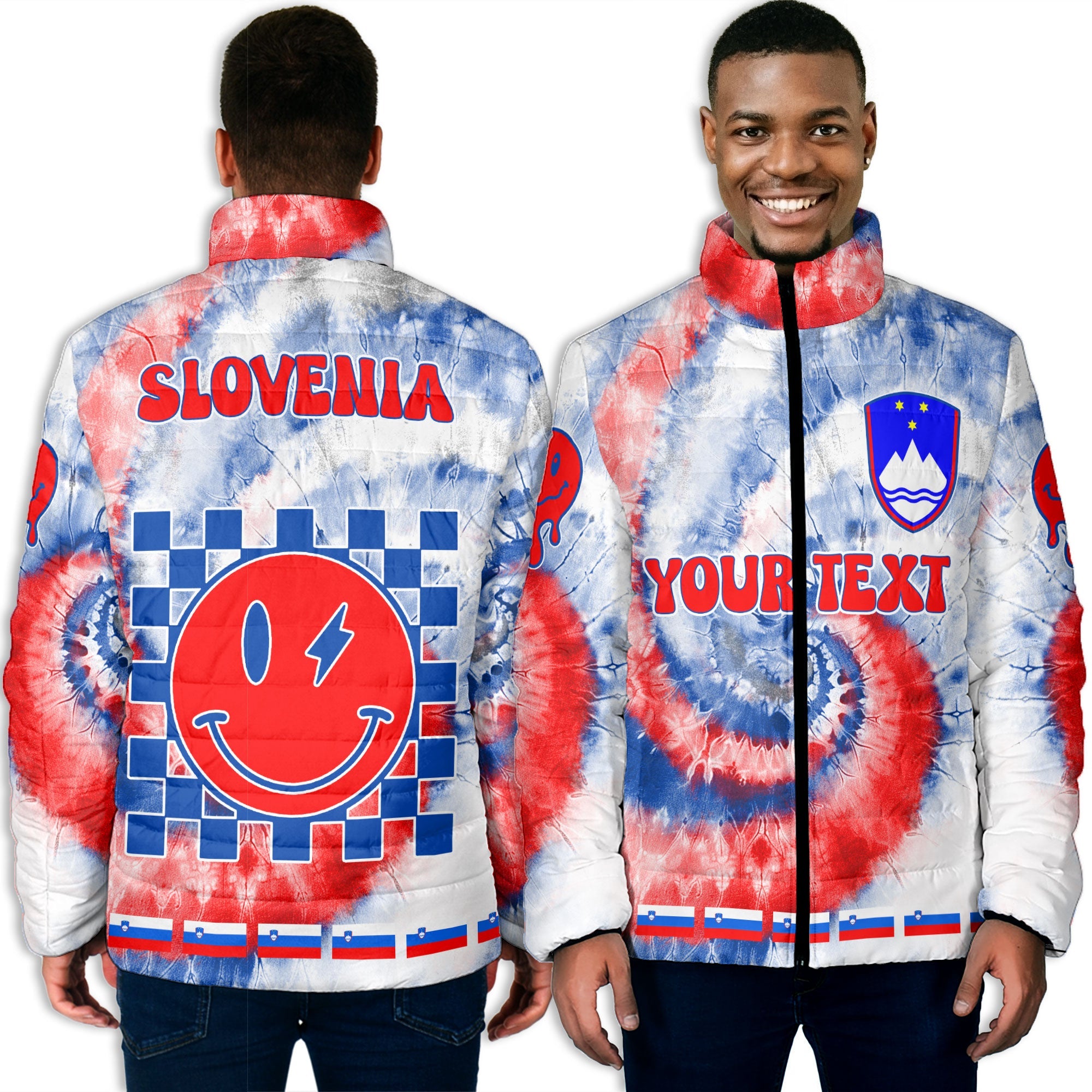 Slovenia Men Padded Jacket Custom Tie Dye Style 3