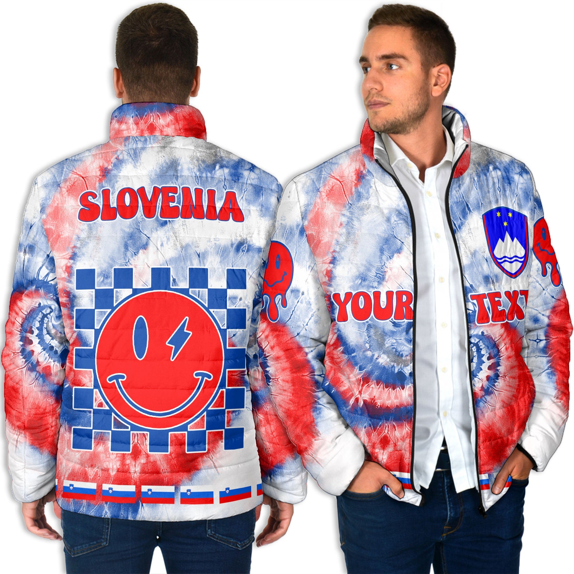 Slovenia Men Padded Jacket Custom Tie Dye Style 4