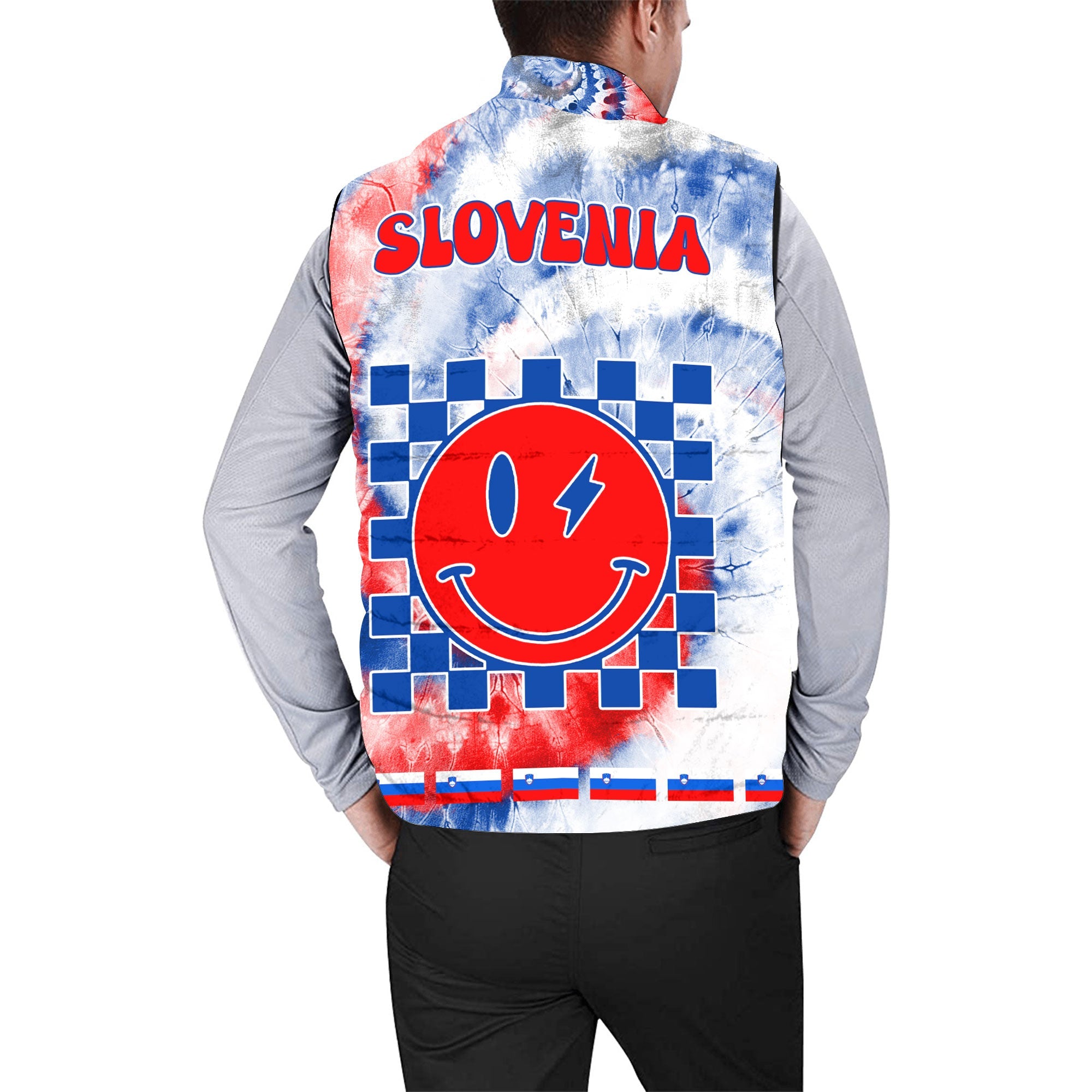 Slovenia Men Padded Jacket Vest Custom Tie Dye Style 2