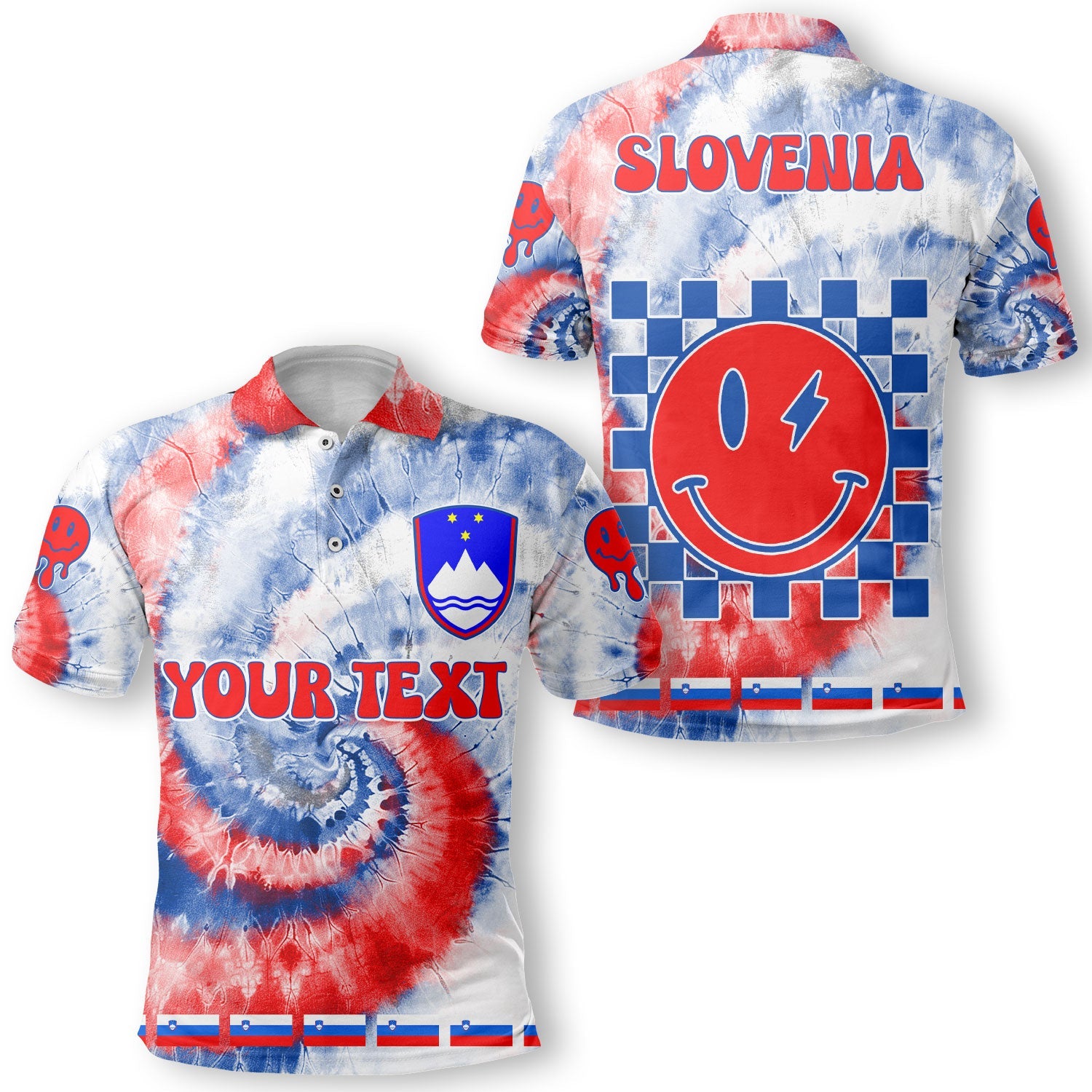 Slovenia Polo Shirt Custom Tie Dye Style 1