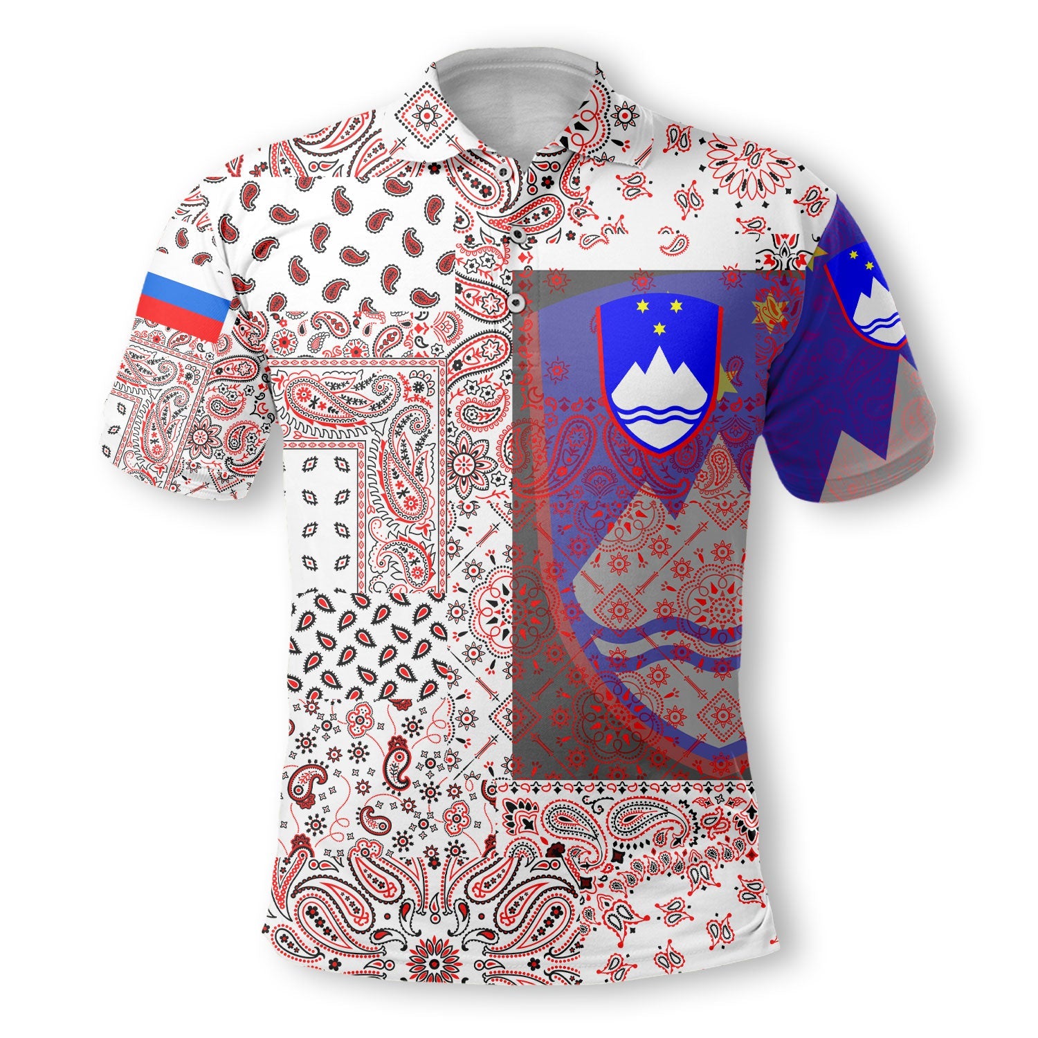 Slovenia Polo Shirt Paisley Flag And Skull Style 2