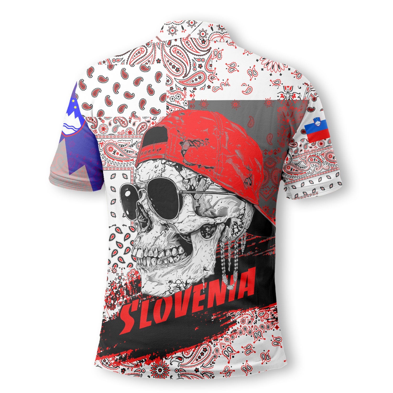 Slovenia Polo Shirt Paisley Flag And Skull Style 3