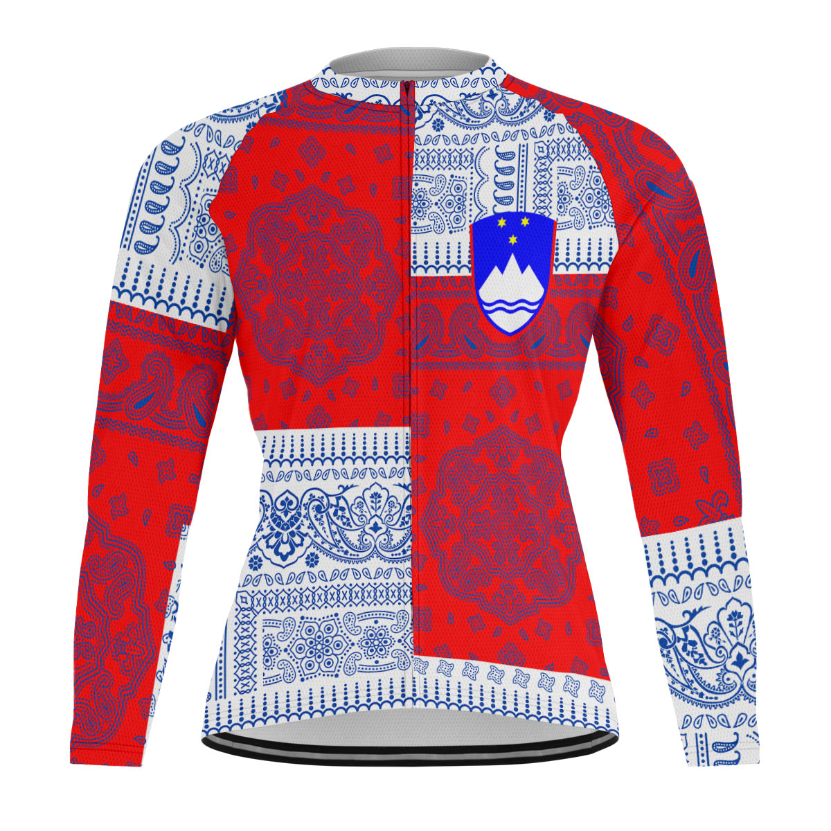 Slovenia Raglan Men Cycling Jersey Long Sleeve Flag And Paisley Basic Style 1