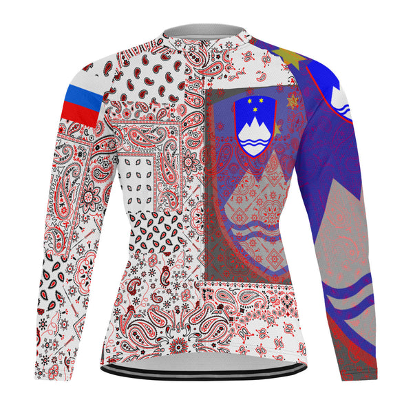 Slovenia Raglan Men Cycling Jersey Long Sleeve Paisley Flag And Skull Style 1